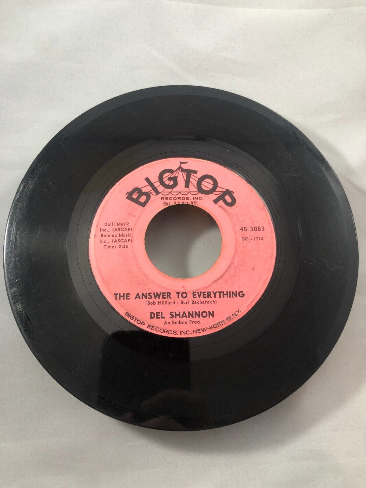 DEL SHANNON - SO LONG BABY / THE ANSWER TO EVERYTHING