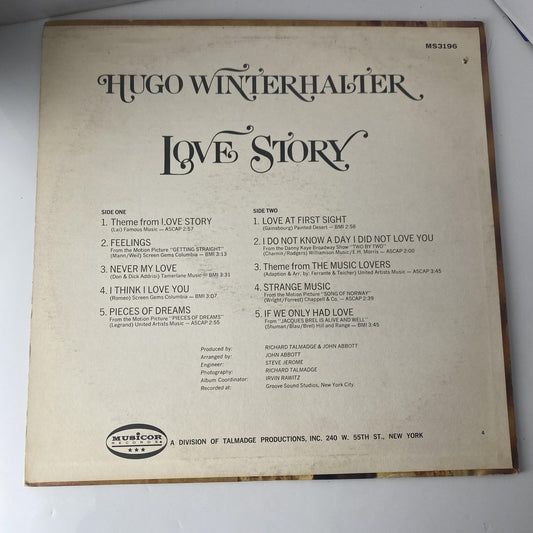 Vintage Hugo Winterhalter Love Story 12" Black Vinyl LP Musicor Easy Listening