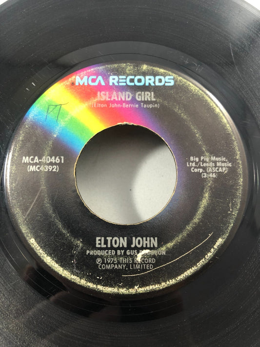 Elton John Island Girl / Sugar On The Floor 45 1975 MCA 40461 G+