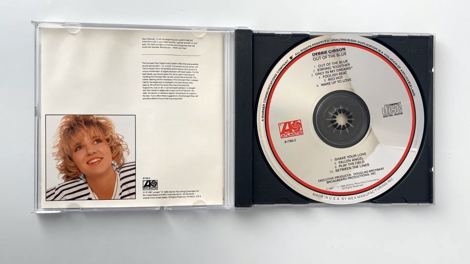 Debbie Gibson - Out of the Blue CD 1987 Pop Atlantic 81780-2