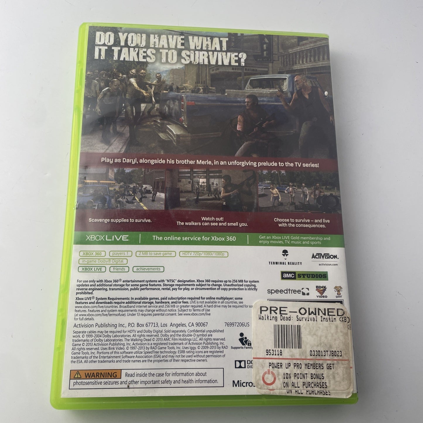 The Walking Dead: Survival Instinct (Microsoft Xbox 360, 2013) Tested Working