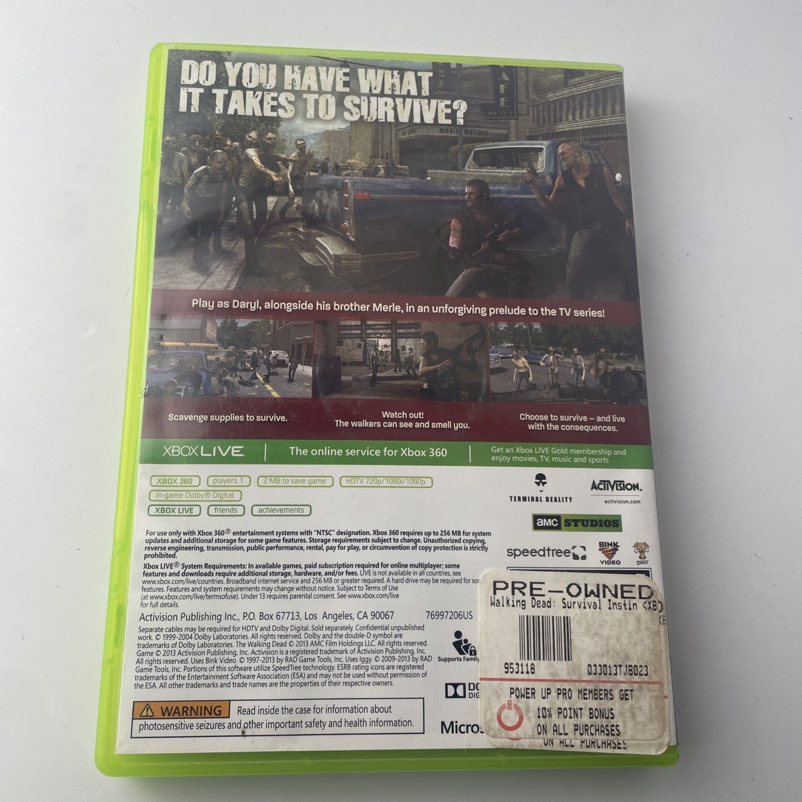 The Walking Dead: Survival Instinct (Microsoft Xbox 360, 2013) Tested Working