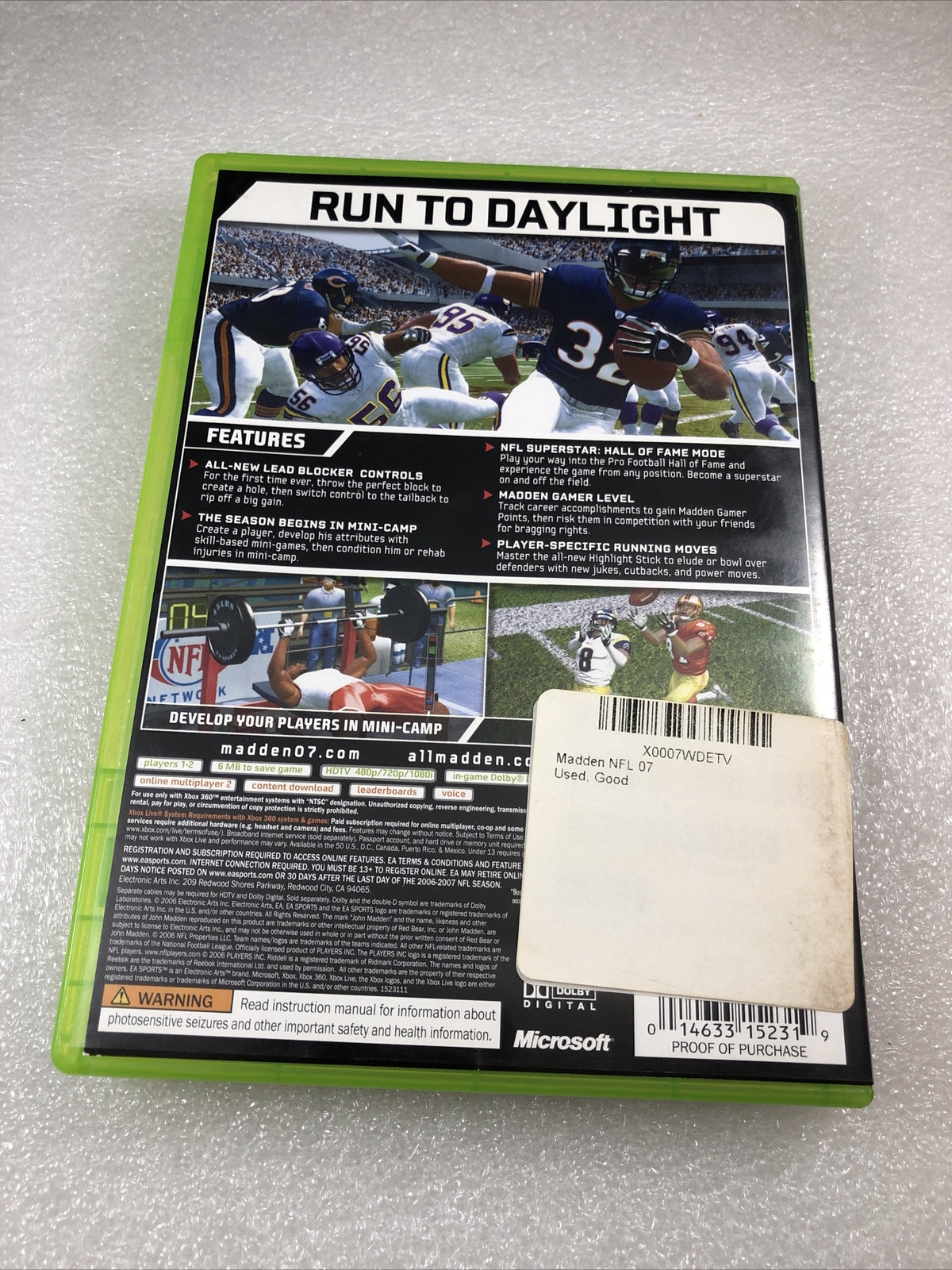 Madden NFL 07 Xbox 360 NFR Disc - Good Disc And Case No Manual