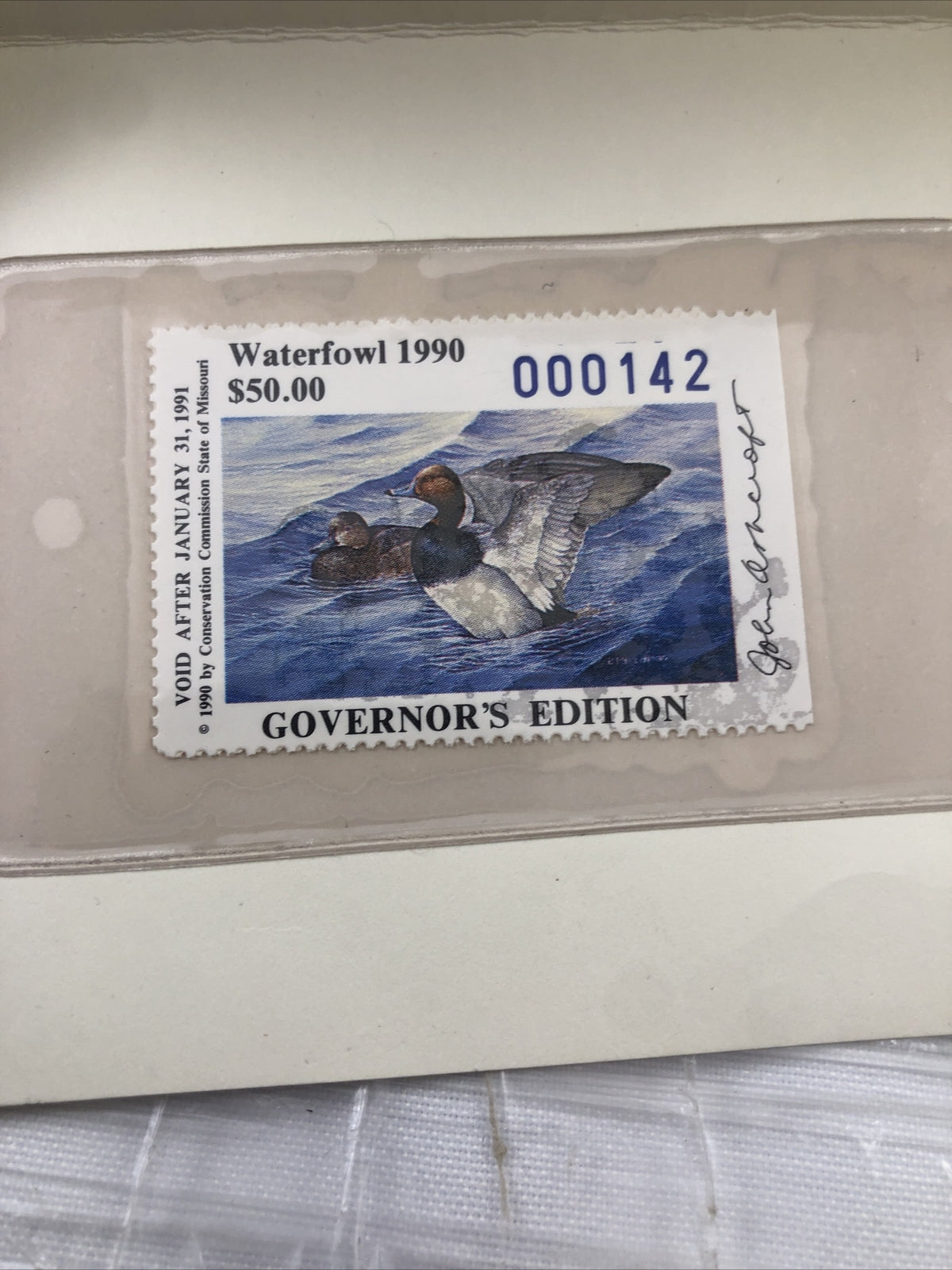 U.S. (MO12G) 1990 Missouri State Governor Edition Duck Stamp Rare First Year