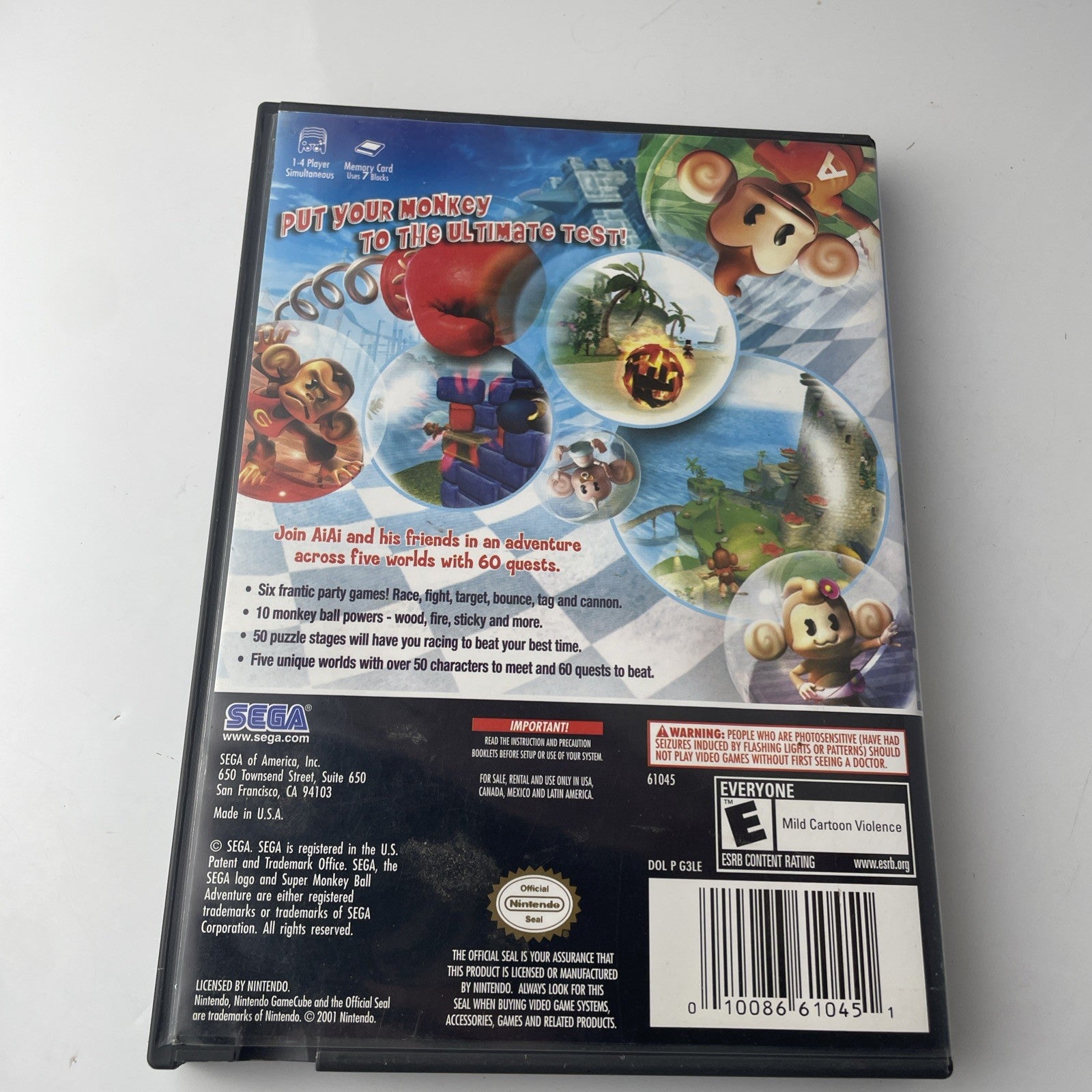 Super Monkey Ball Adventure (Nintendo GameCube, 2006) Complete CIB Tested