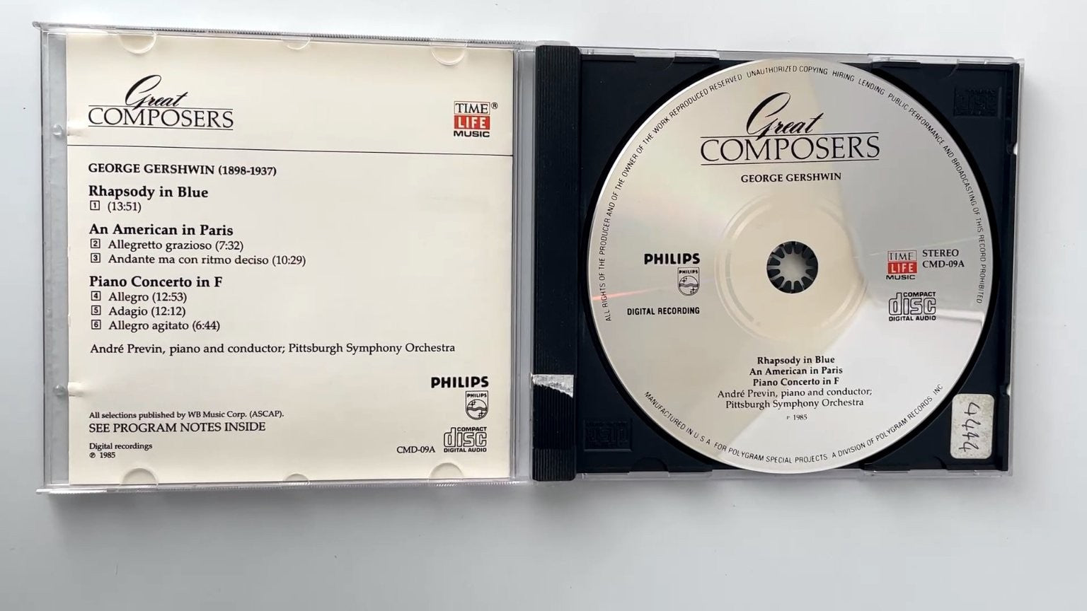 Gershwin - Great Composers CD 1985 Classical Philips TIME LIFE Music