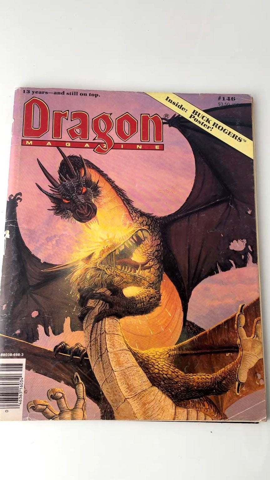 Dragon Magazine #146 Fantasy RPG 1989 Illustrated Buck Rogers Poster