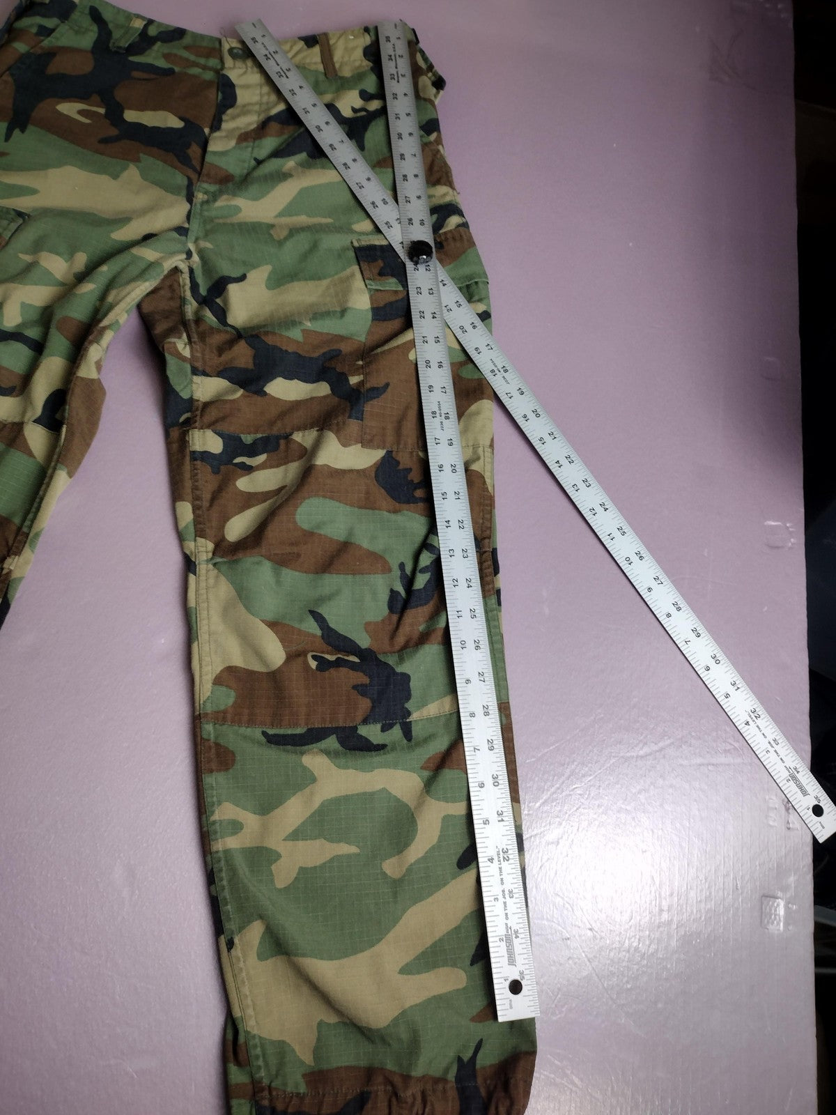 Camo BDU Pants Mens Small Regular Woodland Cargo Military Ripstop Army