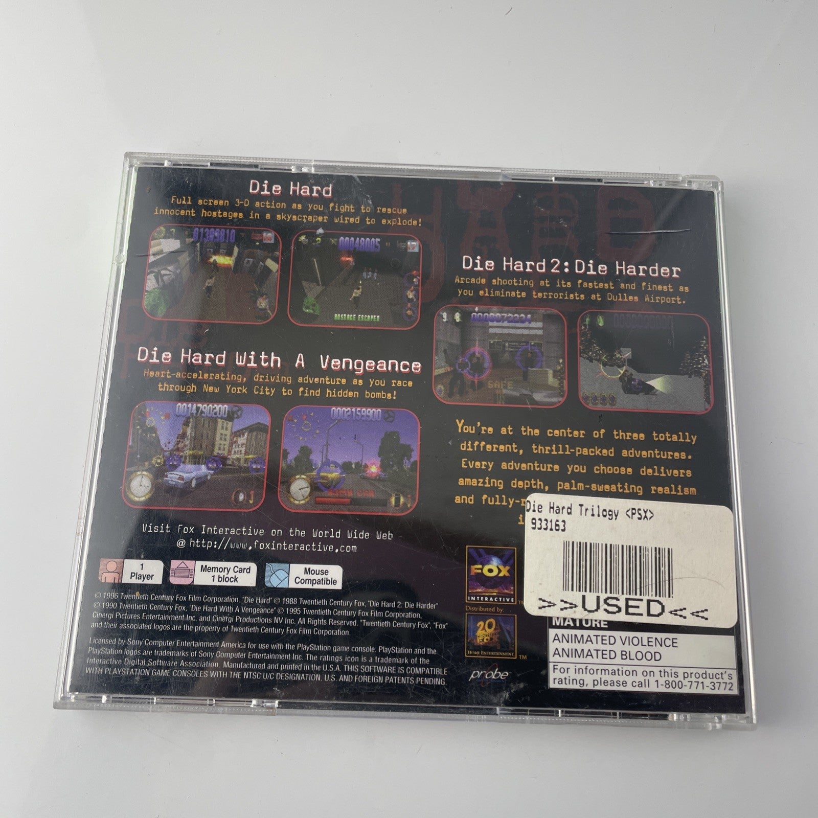 Die Hard Trilogy (Sony PlayStation 1, 1996) - CIB Complete with Manual & Case