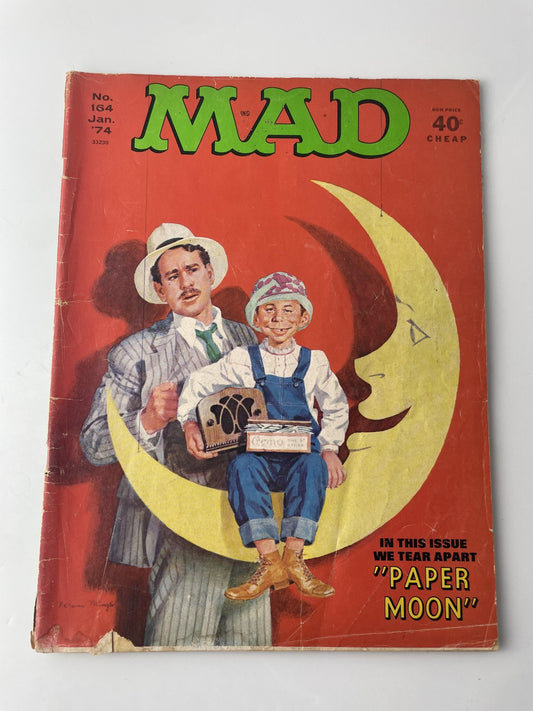 Vintage MAD Magazine No. 164 Jan 1974 Humor Satire Comic Book Paper Moon Cover