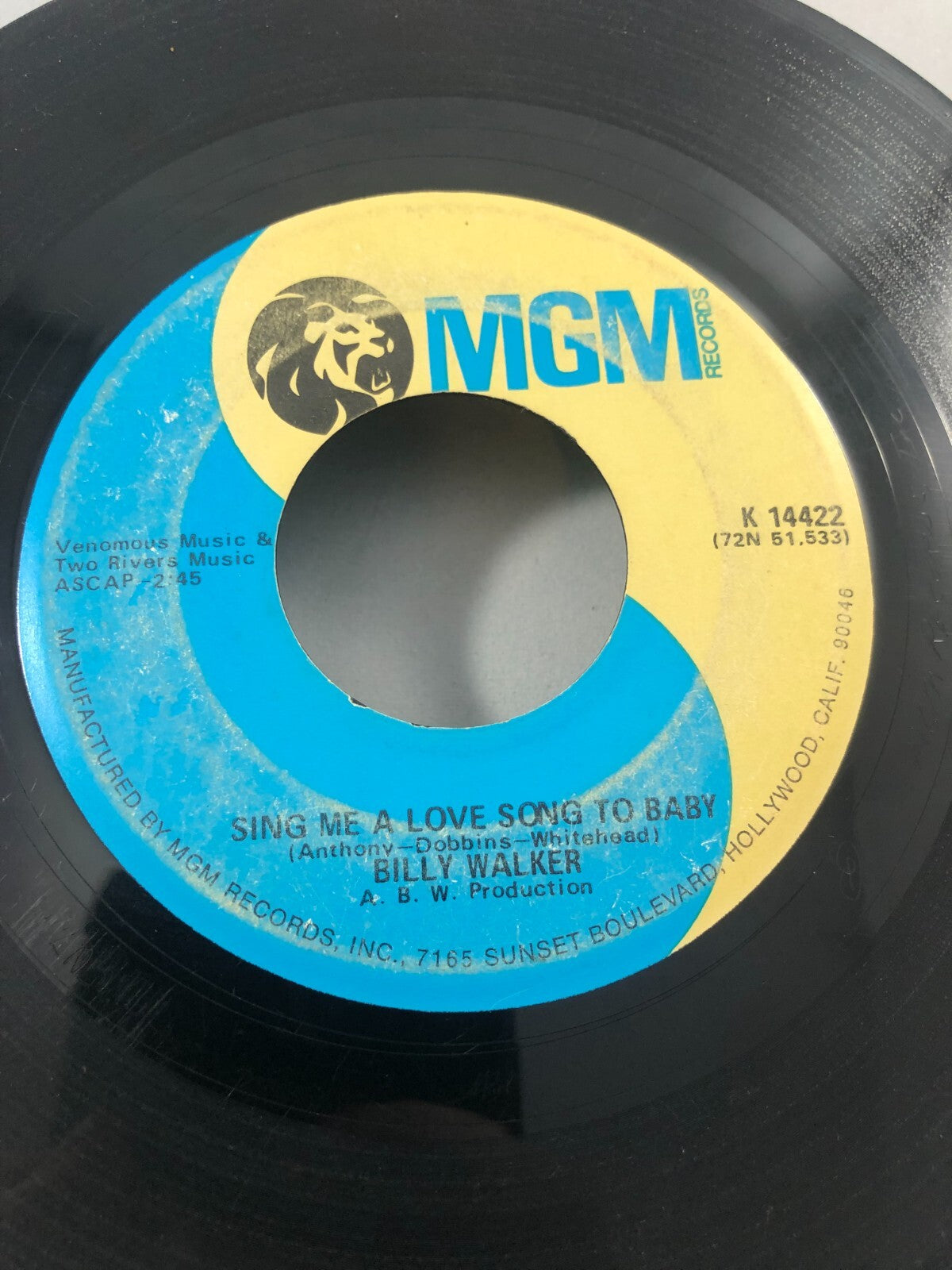 Billy Walker - Sing Me a Love Song to Baby - MGM (45RPM 7”)