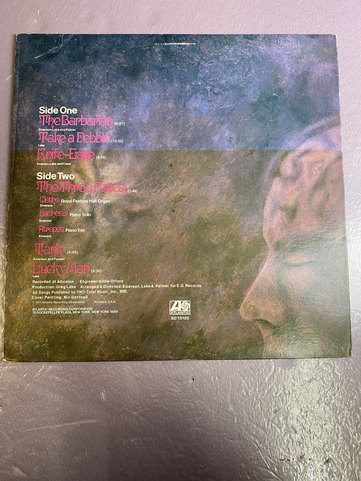 Vintage Emerson, Lake & Palmer Self-Titled Vinyl 12" LP 1970 Anti Prog Rock