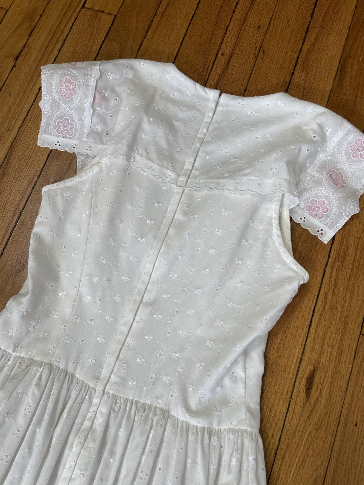 Vintage Gunne Sax Jessica McClintock Dress Womens 7/8 White Eyelet Lace USA