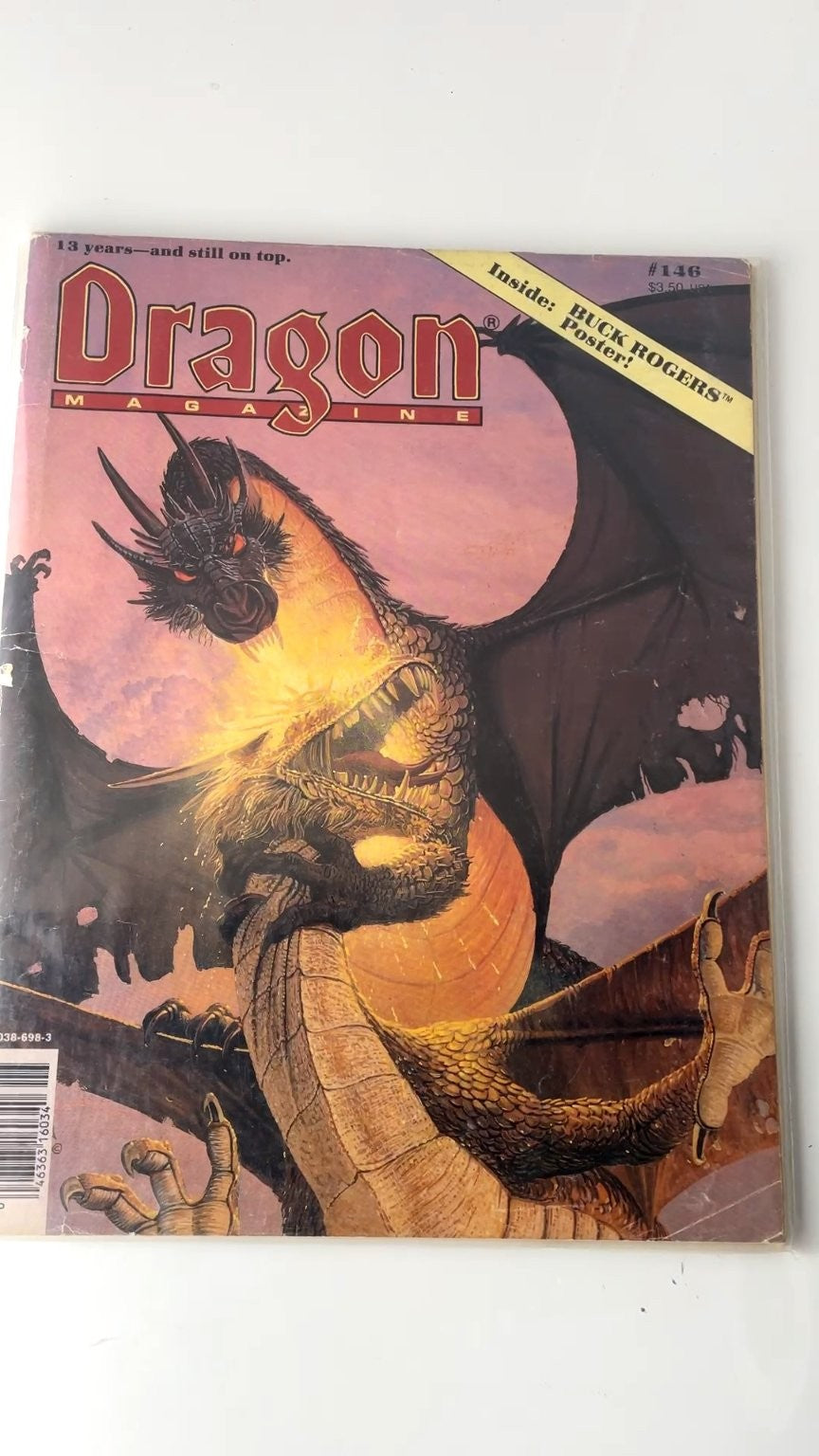 Dragon Magazine #146 Fantasy RPG 1989 Illustrated Buck Rogers Poster
