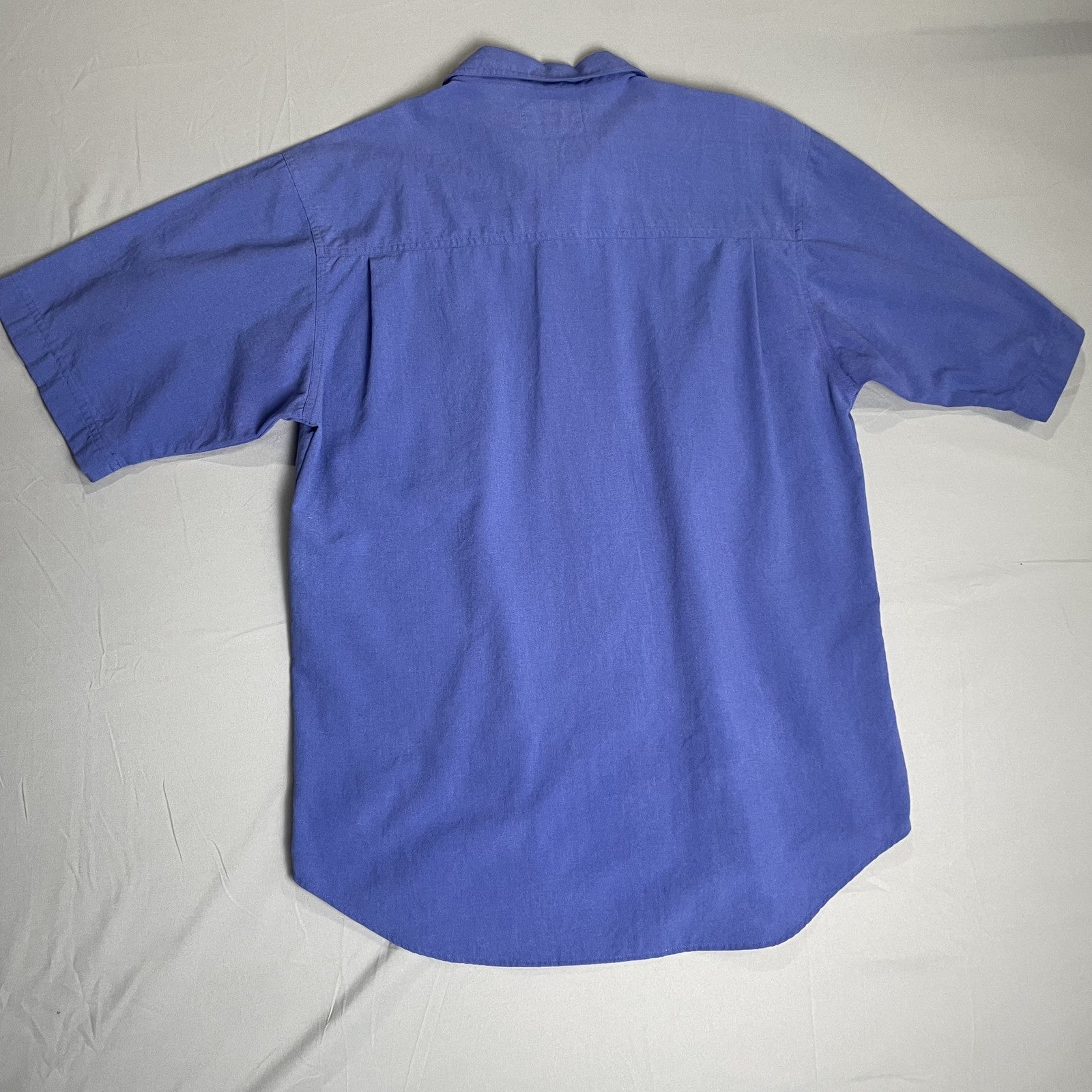 Vintage Bugle Boy Shirt Mens Medium Blue Short Sleeve Button Up Classic 90s
