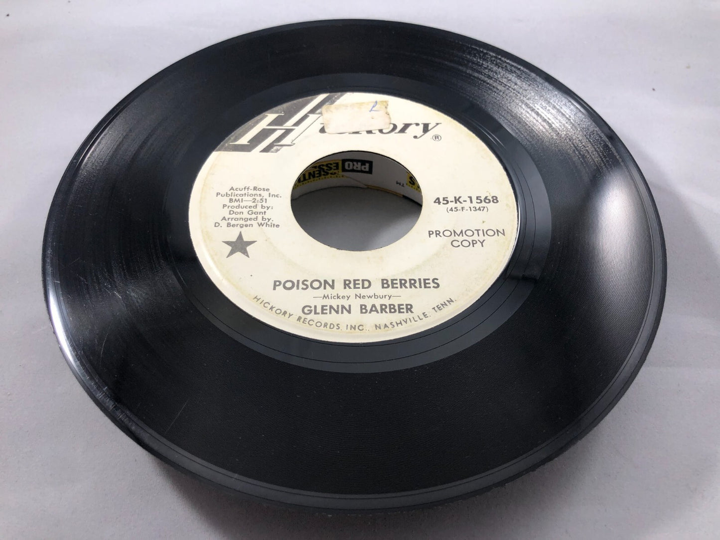Glenn Barber 45rpm Poison Red Berries - Abilene Promo Copy 45-K-1568