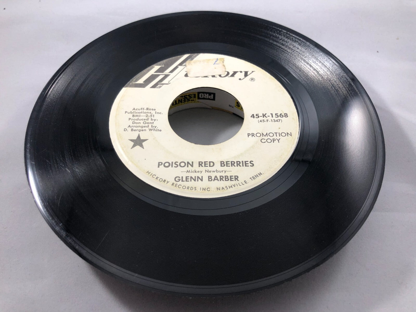 Glenn Barber 45rpm Poison Red Berries - Abilene Promo Copy 45-K-1568