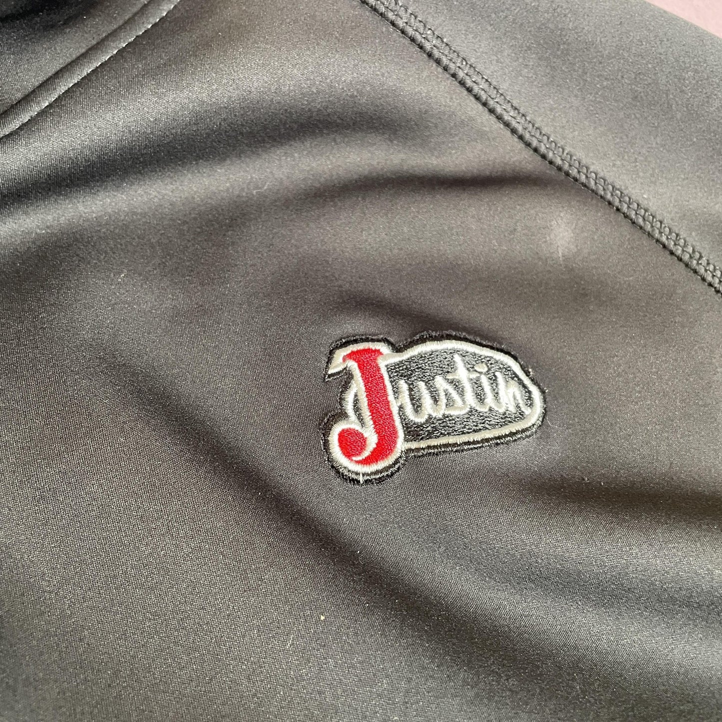 Justin Hoodie Mens 2XL Black Red Western Embroidered Logo Kangaroo Pocket