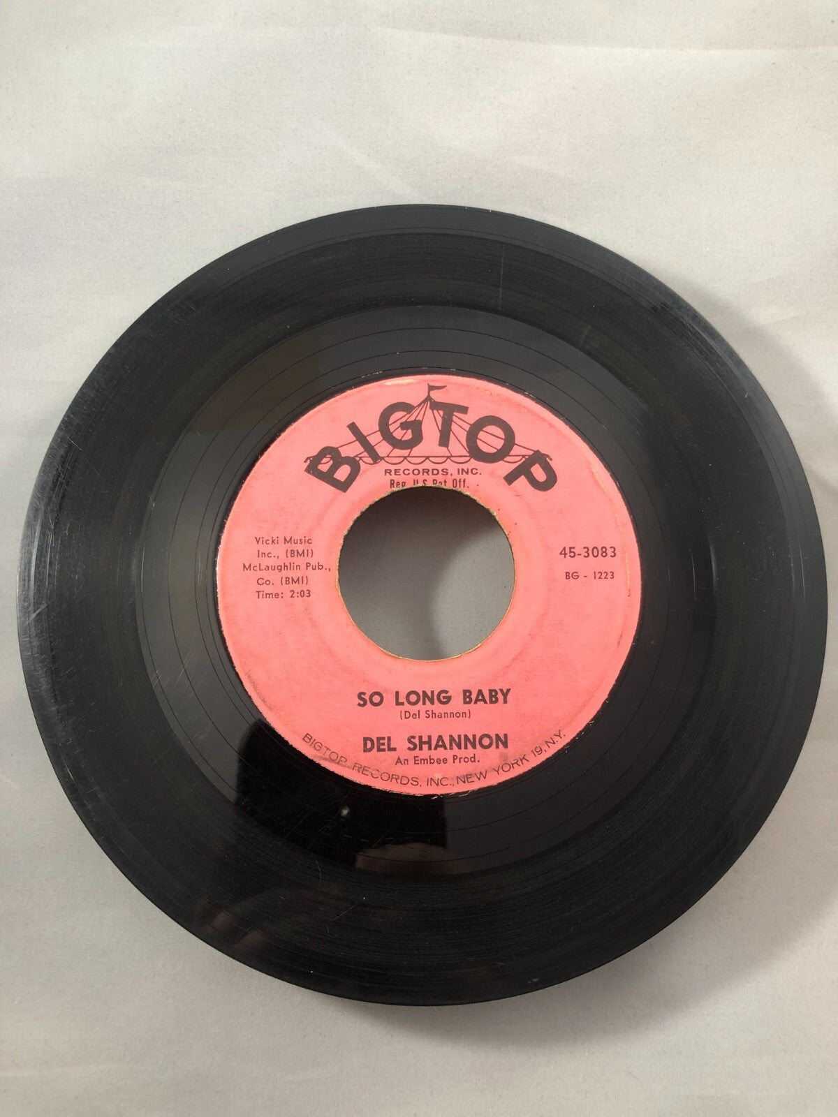 DEL SHANNON - SO LONG BABY / THE ANSWER TO EVERYTHING