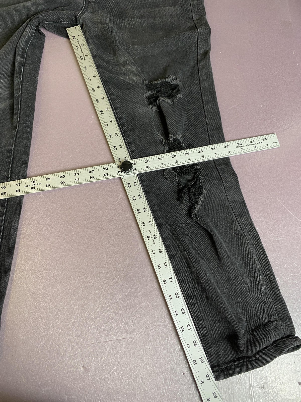 No Boundaries Jeans Juniors 11 Gray High Rise Straight Leg Distressed Denim