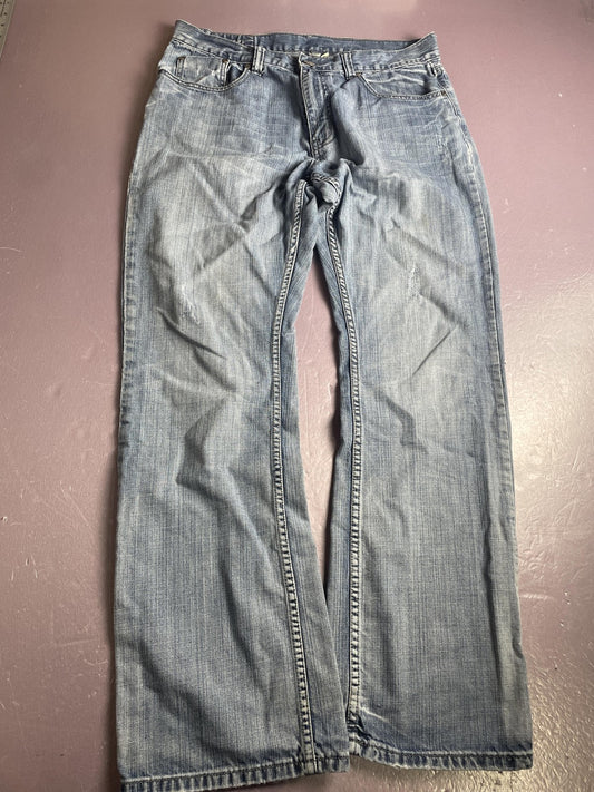 1897 Denim Jeans Mens 34x34 Blue Bootcut Light Wash Denim Pants Casual