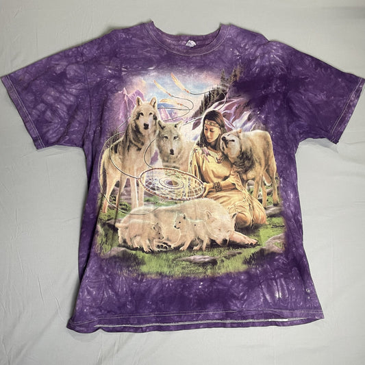 Vintage The Mountain Wolves Shirt Mens XL Tie Dye Native Graphic Art 2005 00s