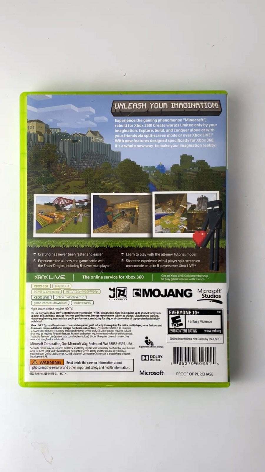 Minecraft Xbox 360 Edition Xbox 360 Video Game Multiplayer TESTED WORKING