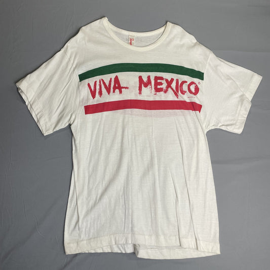 Vintage Viva Mexico Shirt Mens Large Mario Gasque Graphic Tee 90s Mexican Flag
