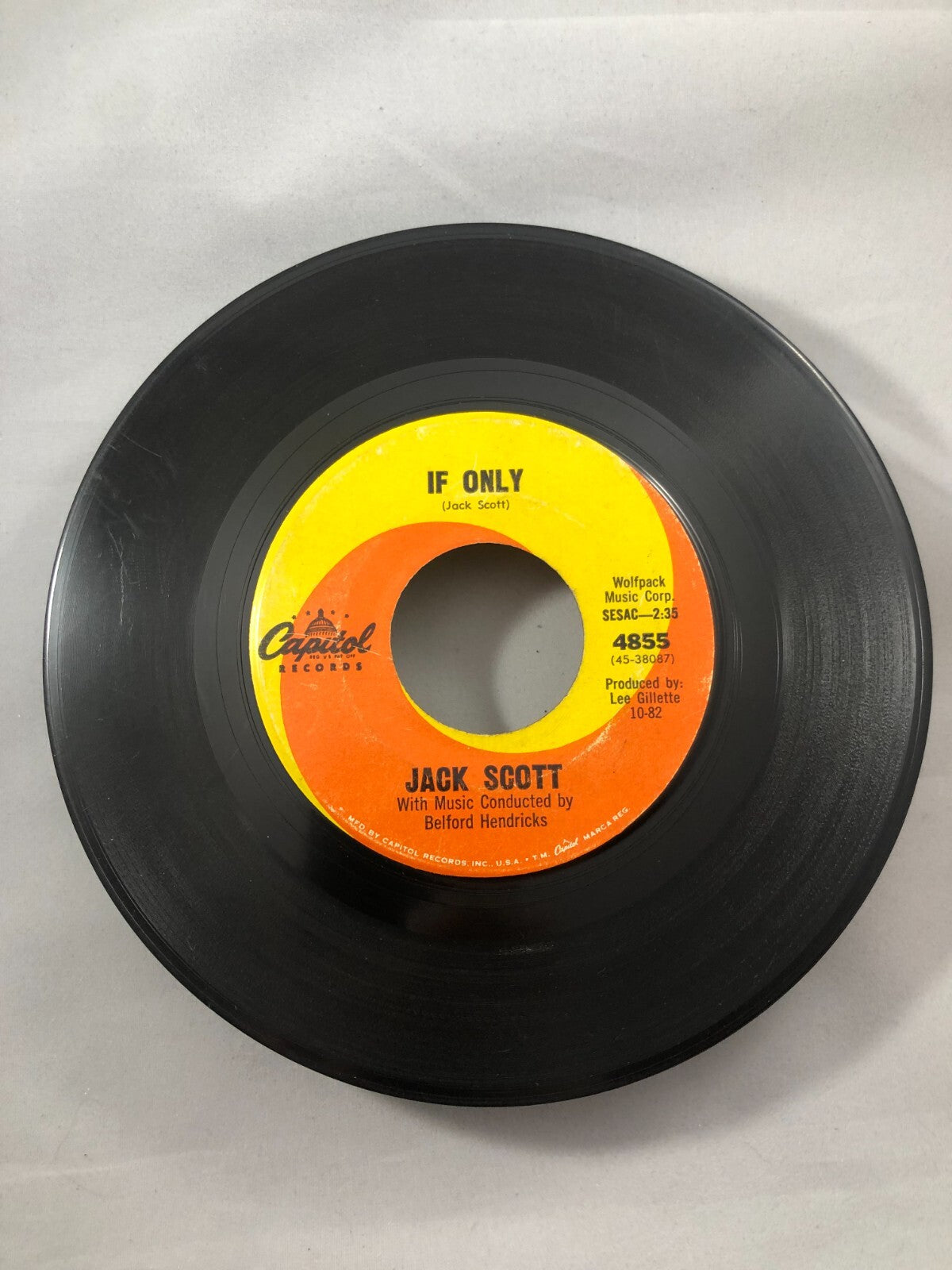 Jack Scott if only vinyl record 45 capitol sleeve green valley G+