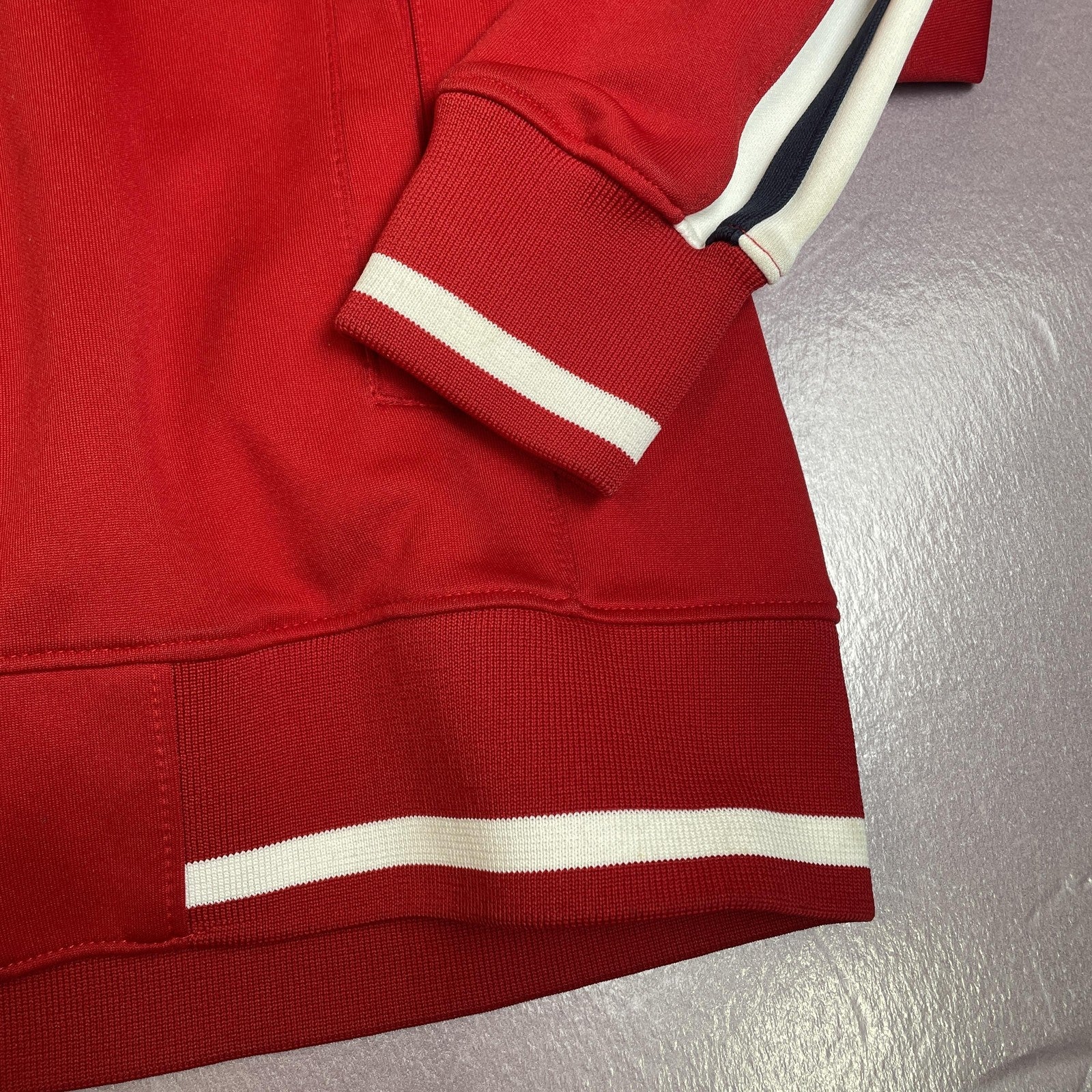 Old Navy Jacket Mens Extra Large Red Full Zip Track Varsity Striped Spell Out