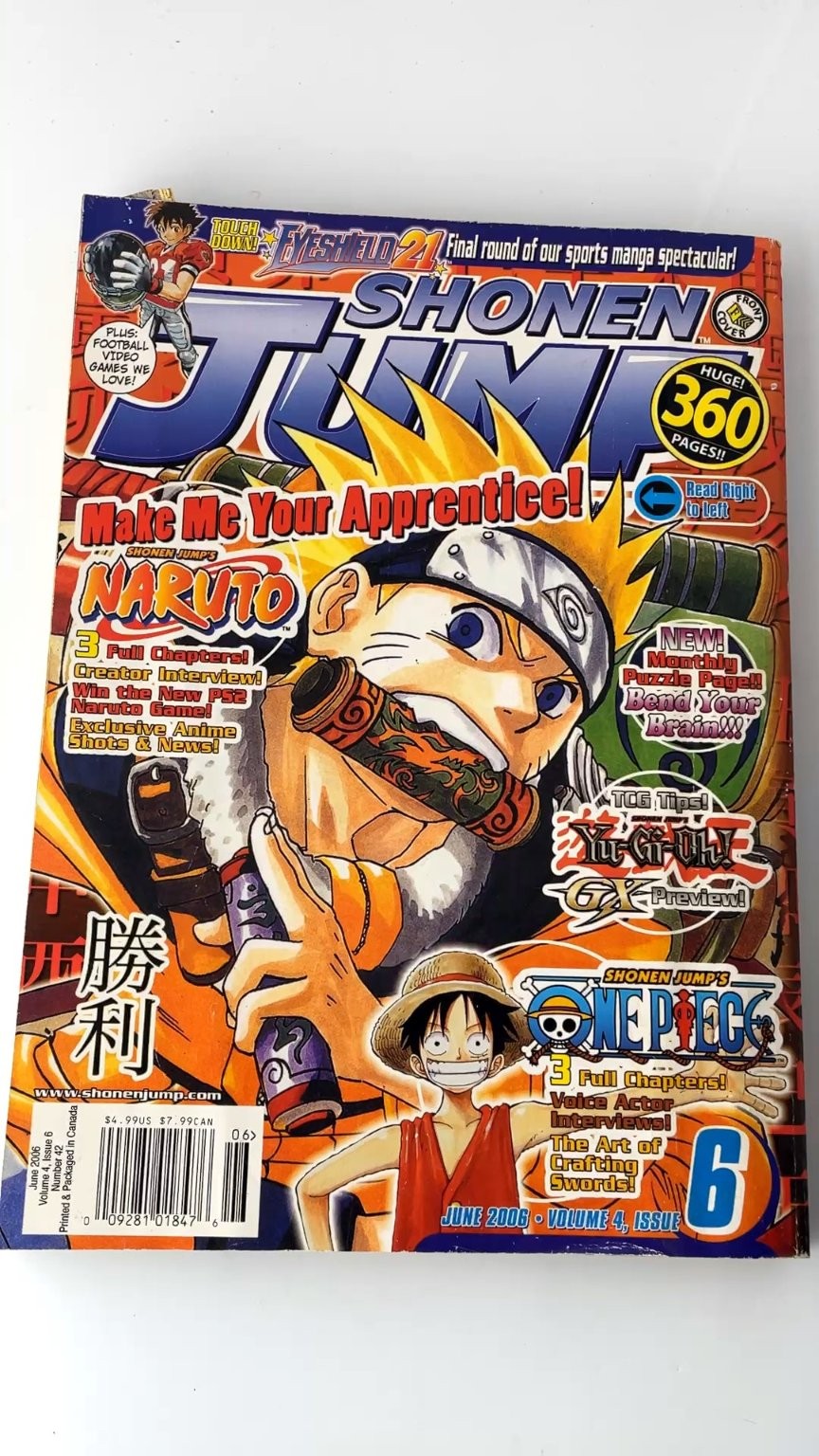 Shonen Jump Vol 4 Issue 6 June 2006 Naruto One Piece Yu-Gi-Oh! STICKERS