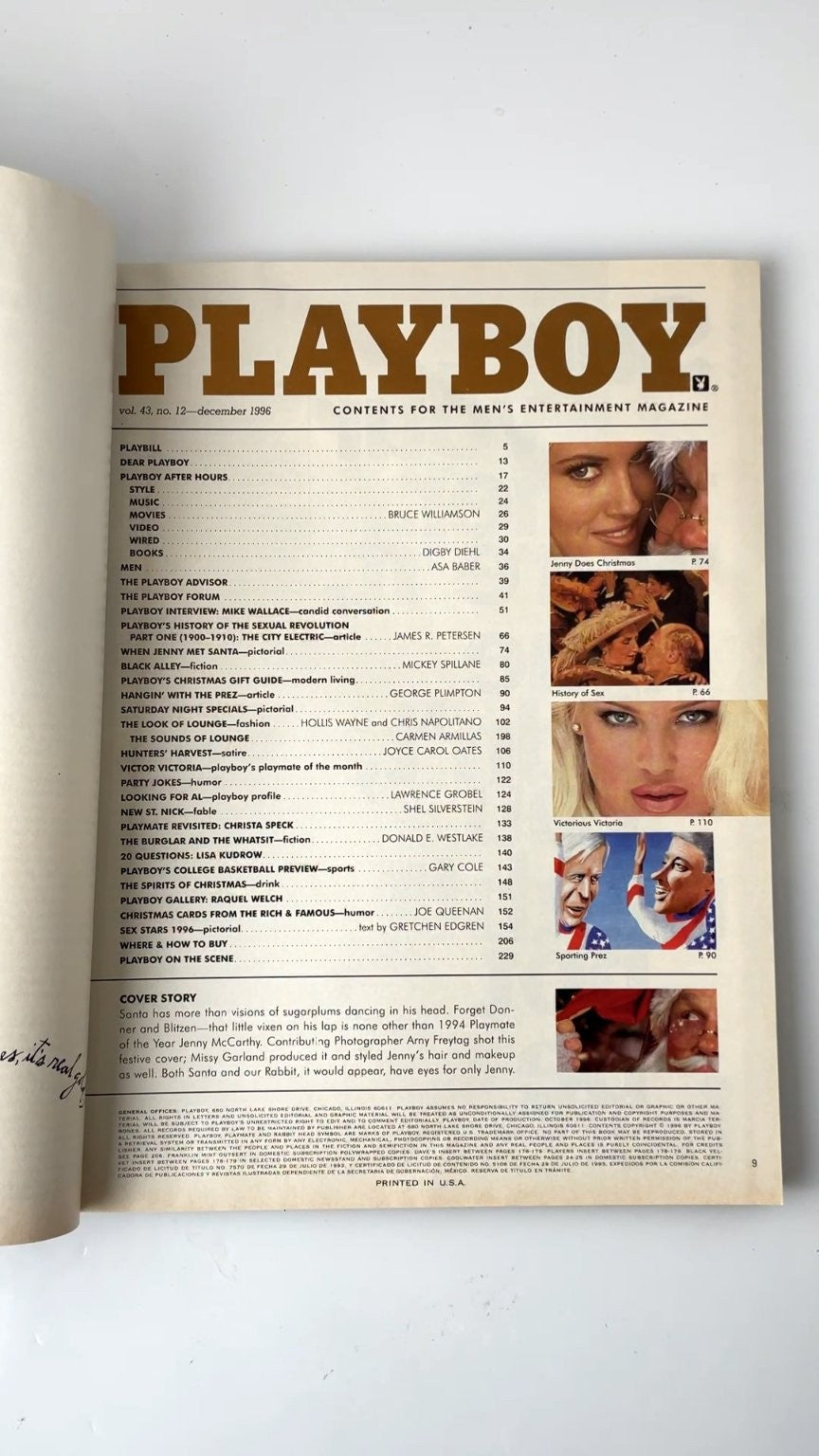 Playboy Magazine December 1996 Jenny McCarthy Gala Holiday Issue