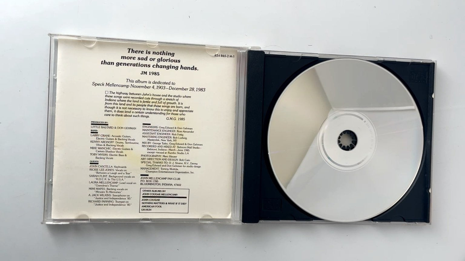 John Cougar Mellencamp - Scarecrow CD 1985 Riva Rock Mercury PolyGram