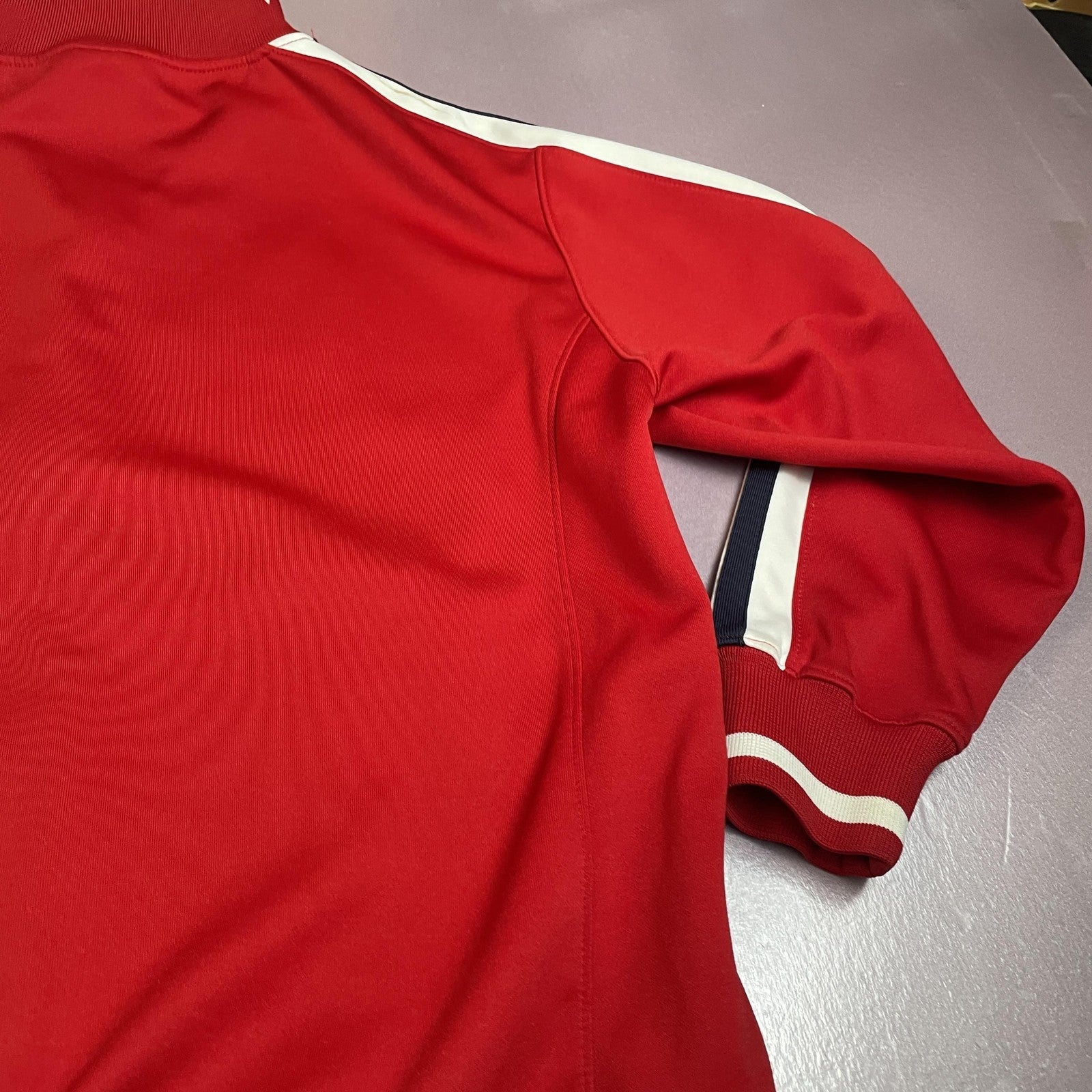 Old Navy Jacket Mens Extra Large Red Full Zip Track Varsity Striped Spell Out