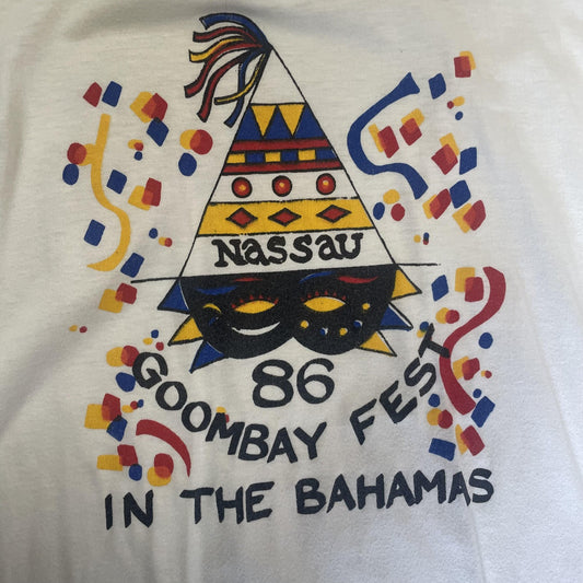 Vintage Goombay Fest Shirt Mens XL White 1986 Nassau Bahamas Carnival Tee 80s