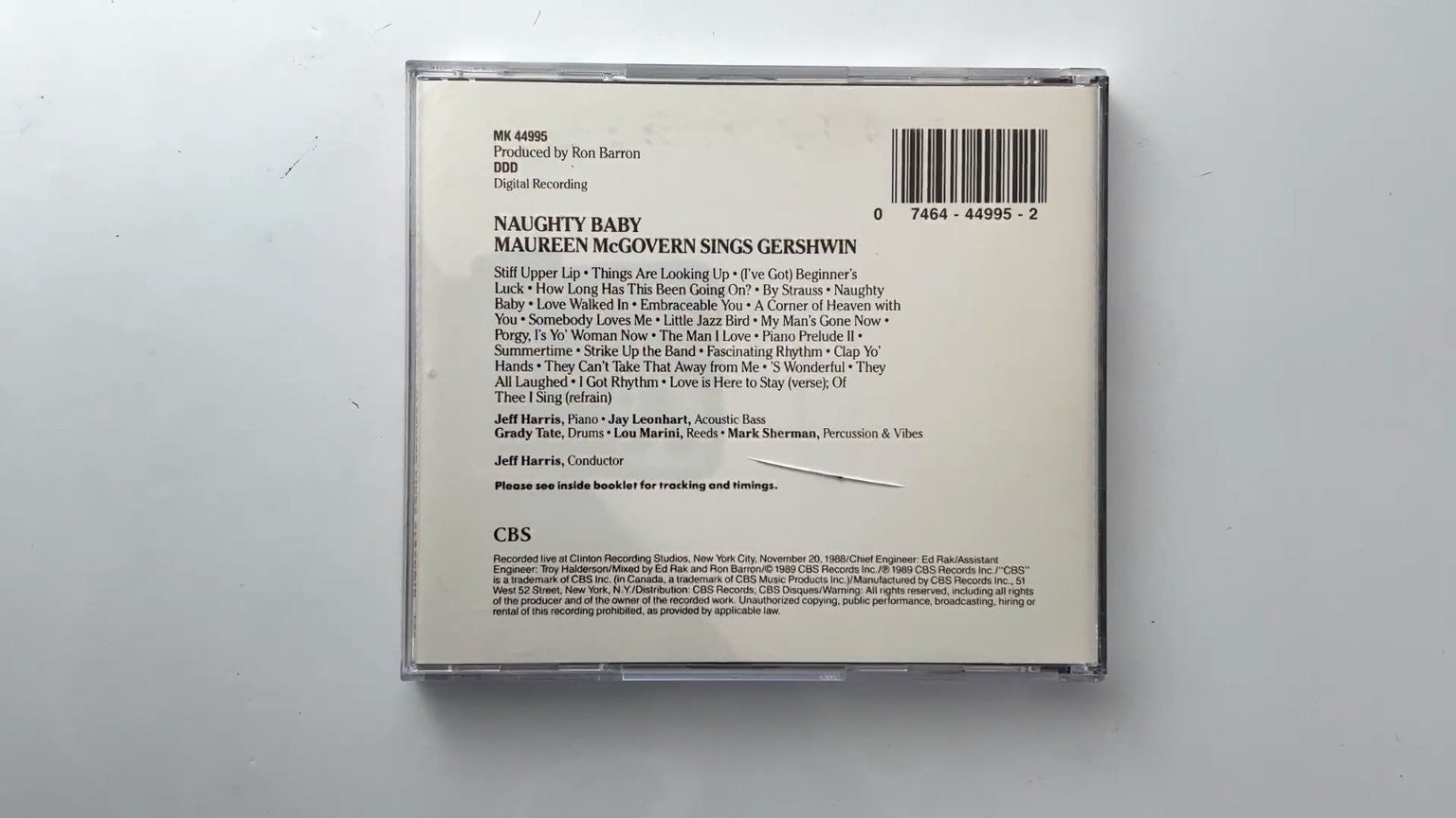 Maureen McGovern - Naughty Baby Sings Gershwin CD 1989 Live Jazz CBS