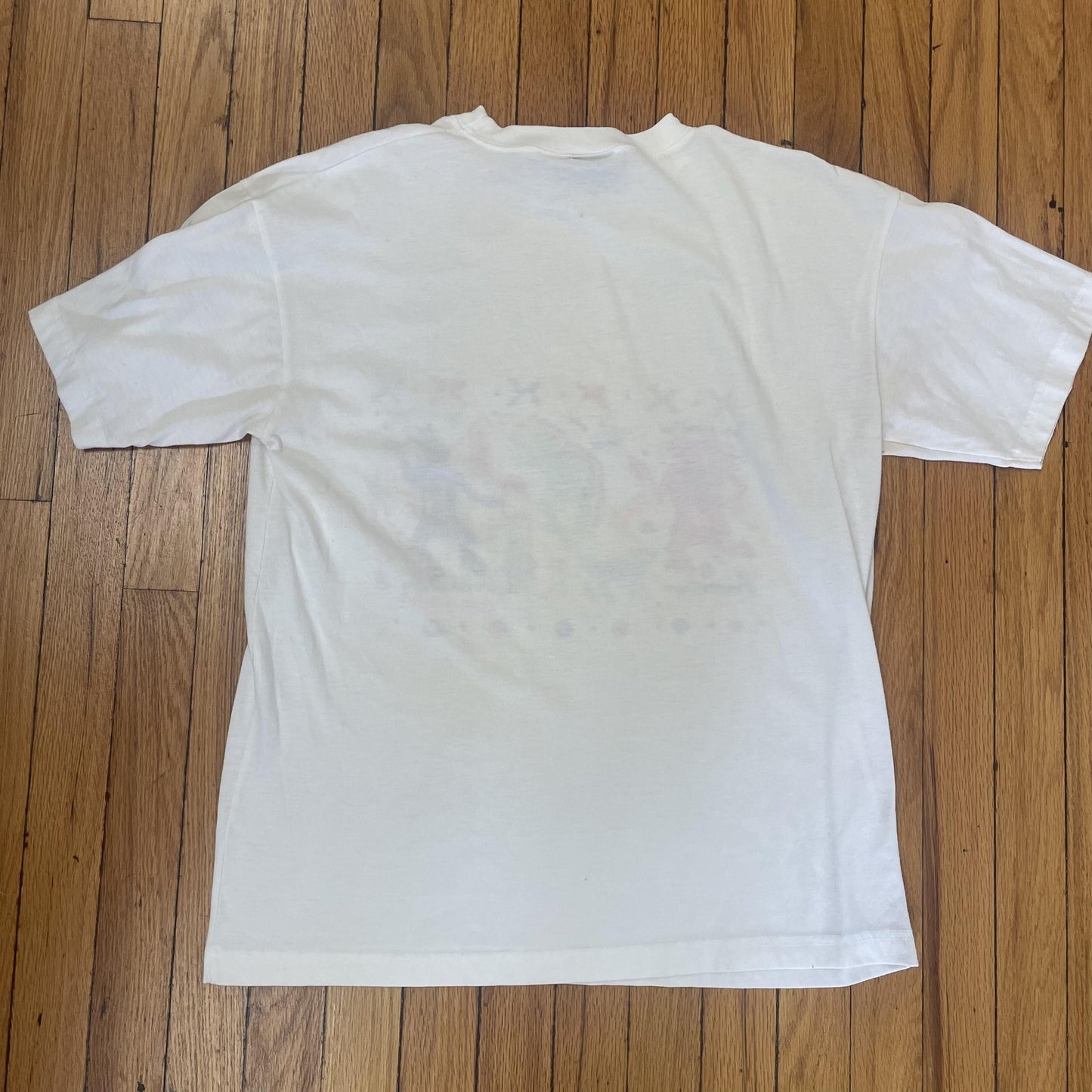 Vintage Traffic Jam Shirt Mens Medium White Abstract Art Sequin 90s Dance Tee