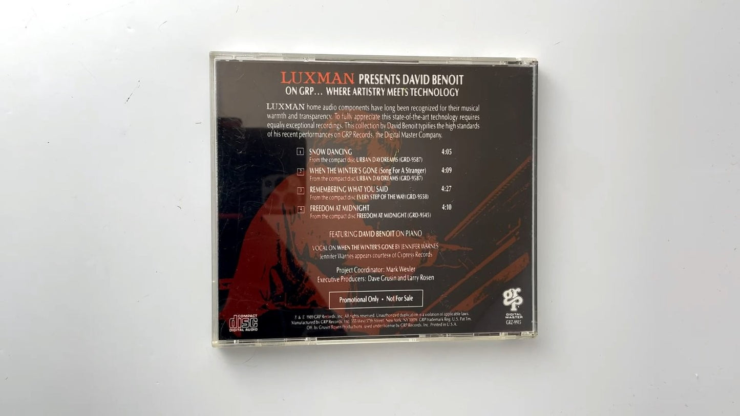 David Benoit - Luxman Presents CD 1989 Promo Jazz GRP Records