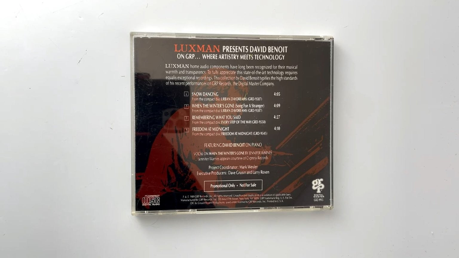 David Benoit - Luxman Presents CD 1989 Promo Jazz GRP Records