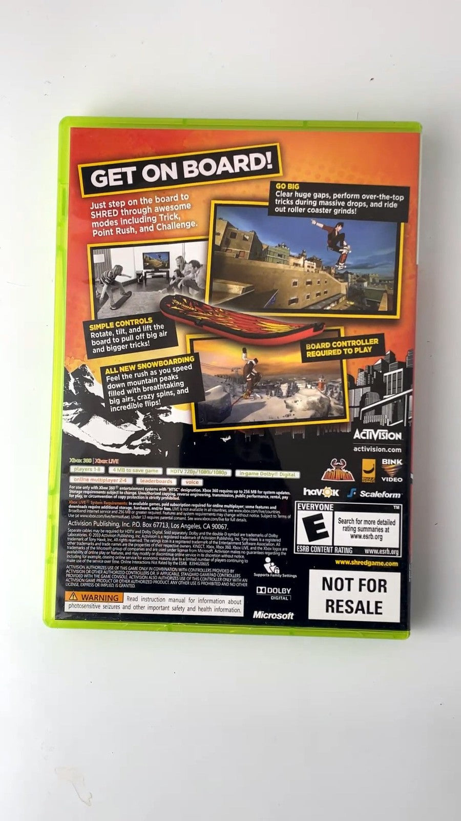 Tony Hawk Shred Xbox 360 Video Game Big Air Bigger Tricks