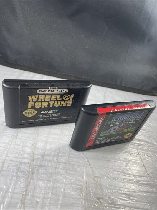 Wheel Of Fortune & Jeopardy Sports 90s Game Show Sega Genesis Tested Lot Of 2
