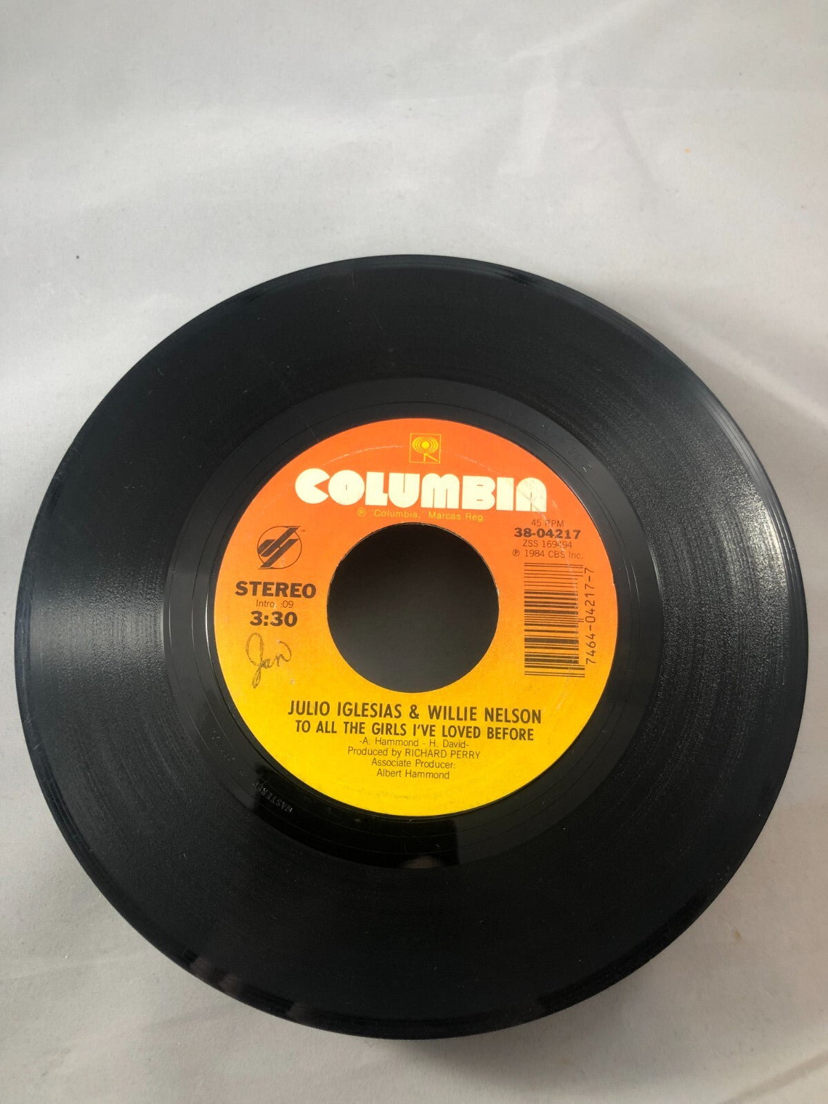 JULIO IGLESIAS, I Don't Want To Wake You/To All The Girls 45RPM Record VG