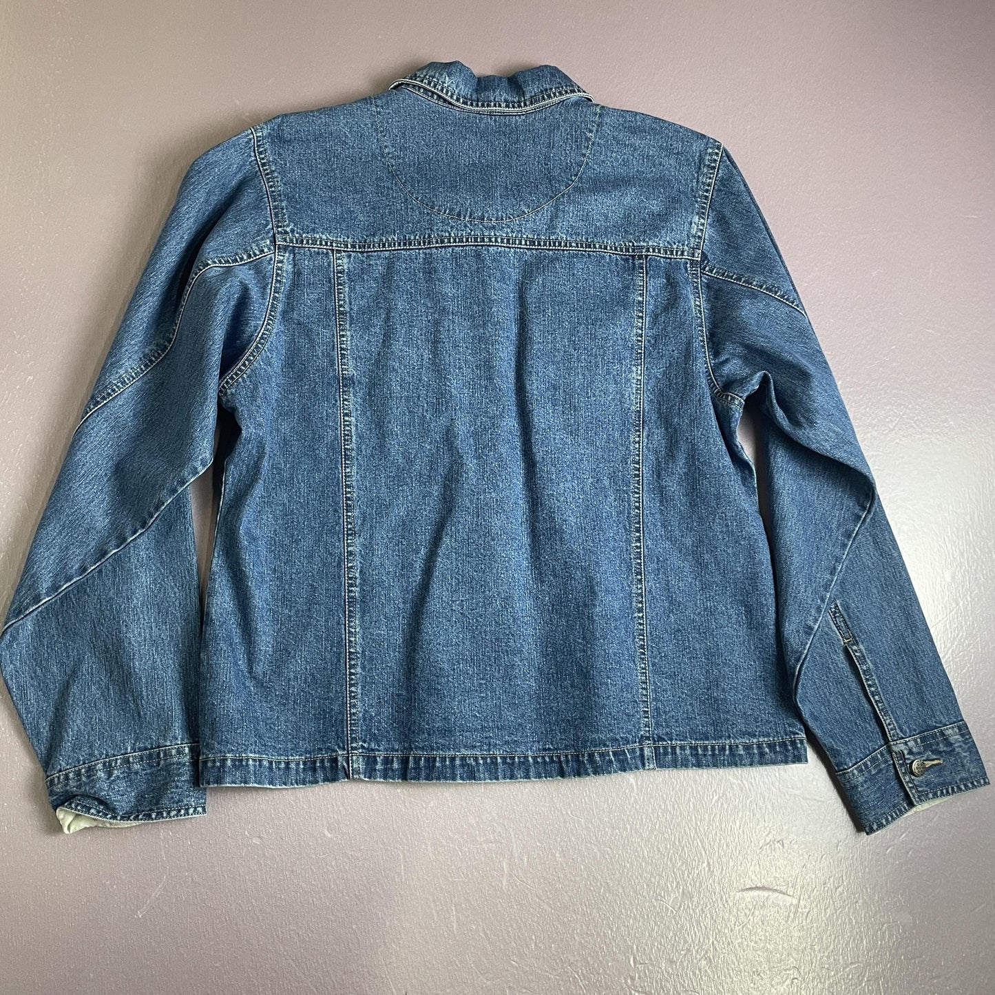 Classic Blues Denim Jacket Womens Medium Blue Jean Trucker Western Button Up