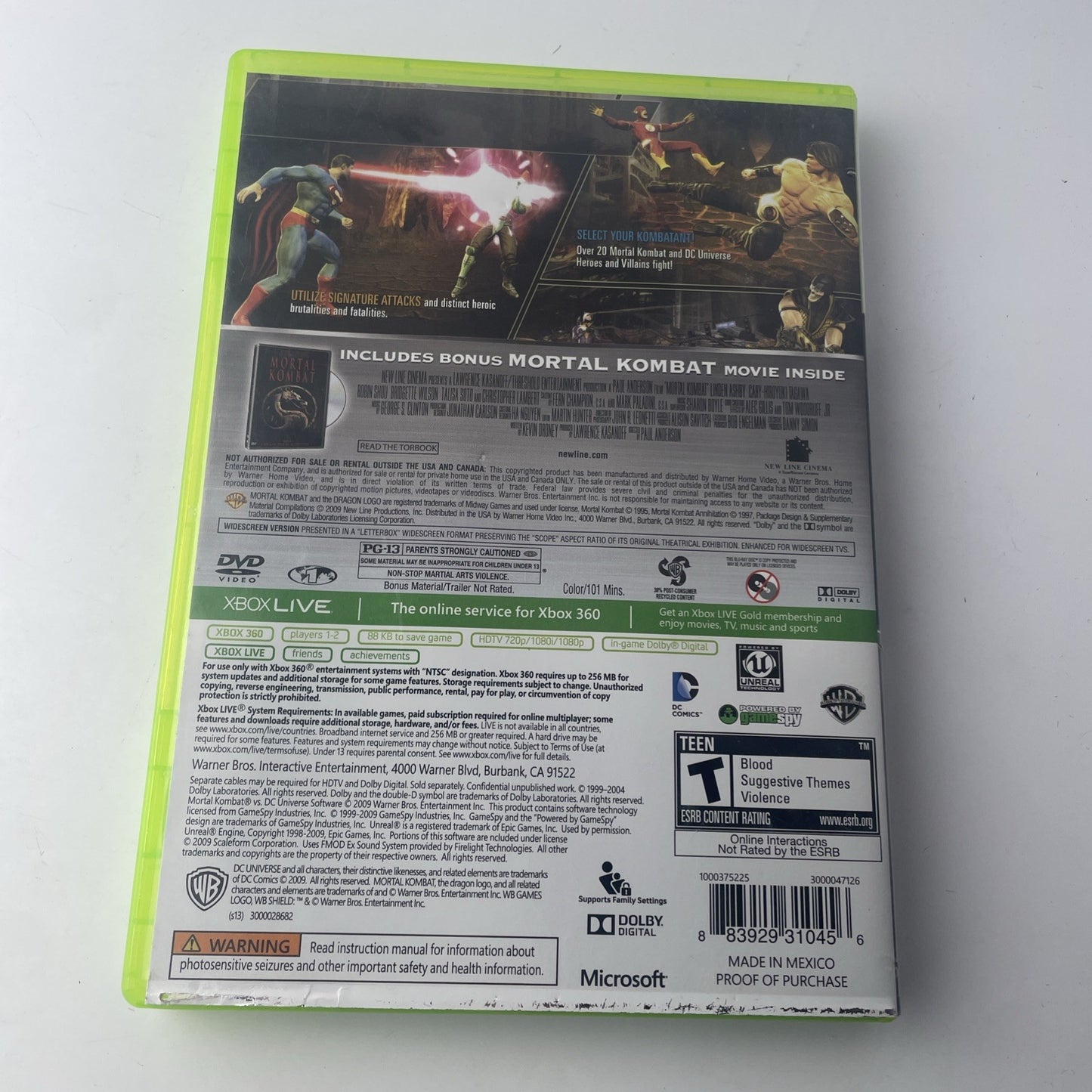 Mortal Kombat Vs. DC Universe Platinum Hits - Microsoft Xbox 360 Authentic