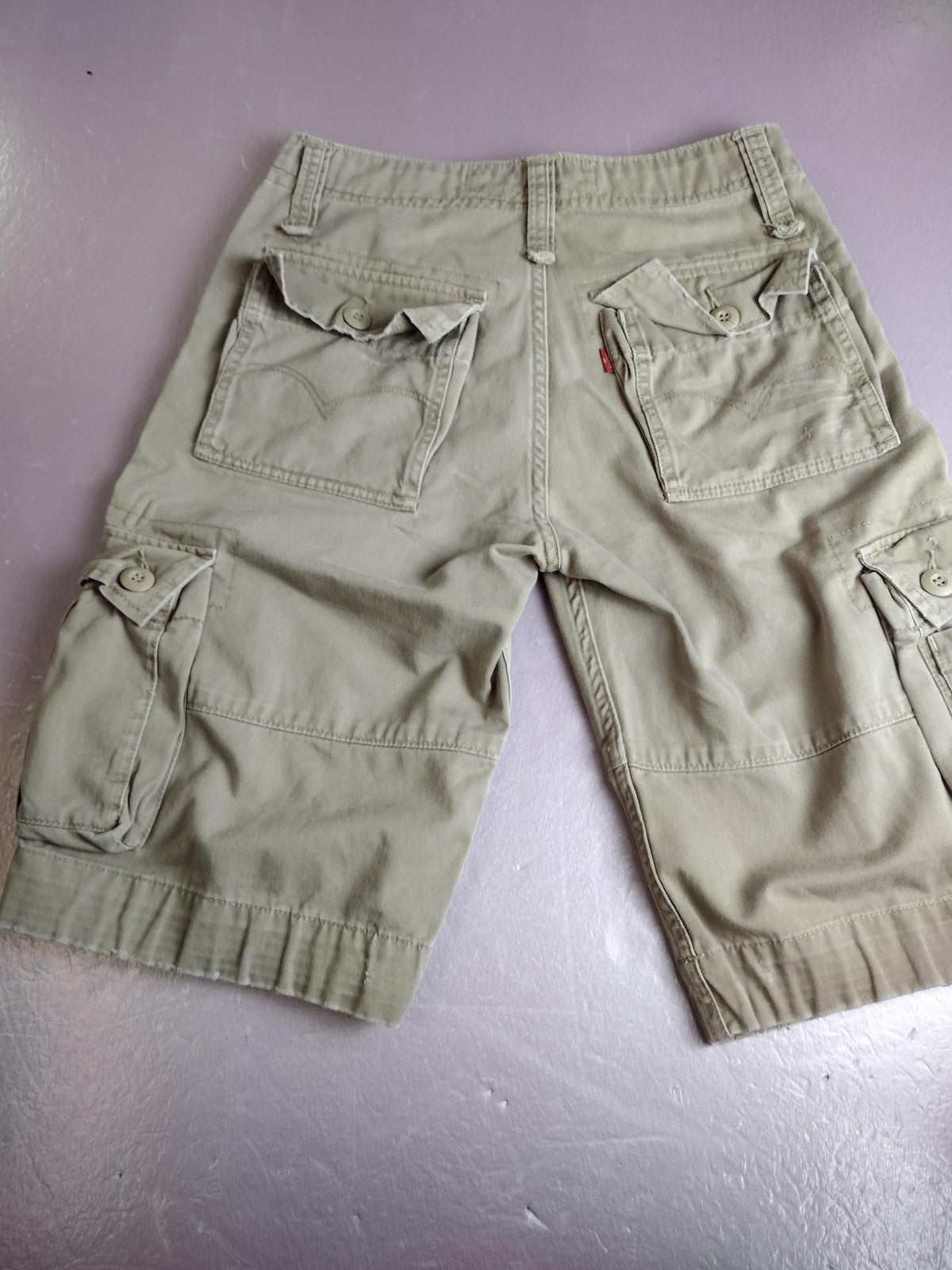 Levi's Cargo Shorts Boys 14 Beige Twill Flat Front Flap Pockets Cotton Casual