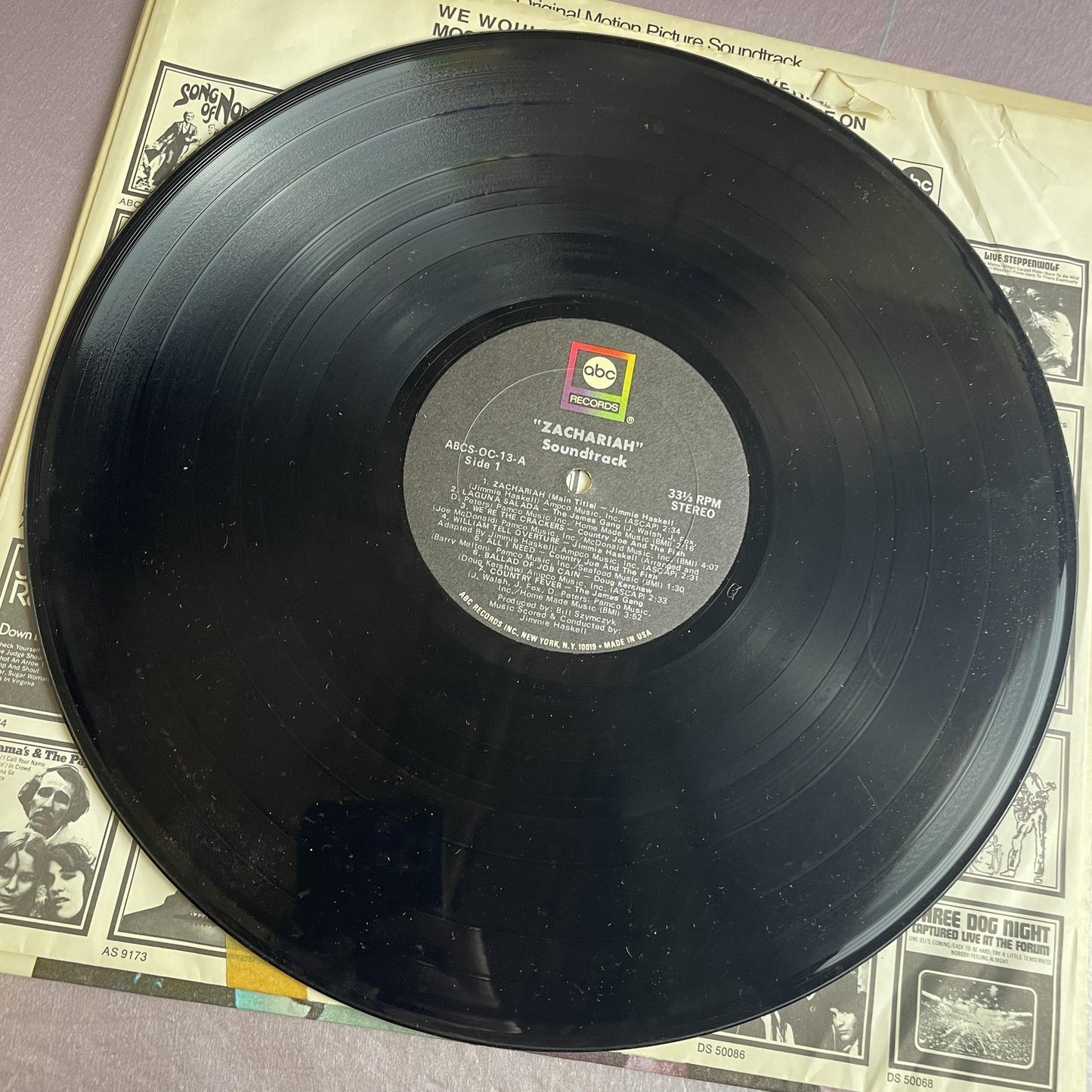 Vintage Zachariah Original Motion Picture Soundtrack 12" Black Vinyl LP 1971 ABC
