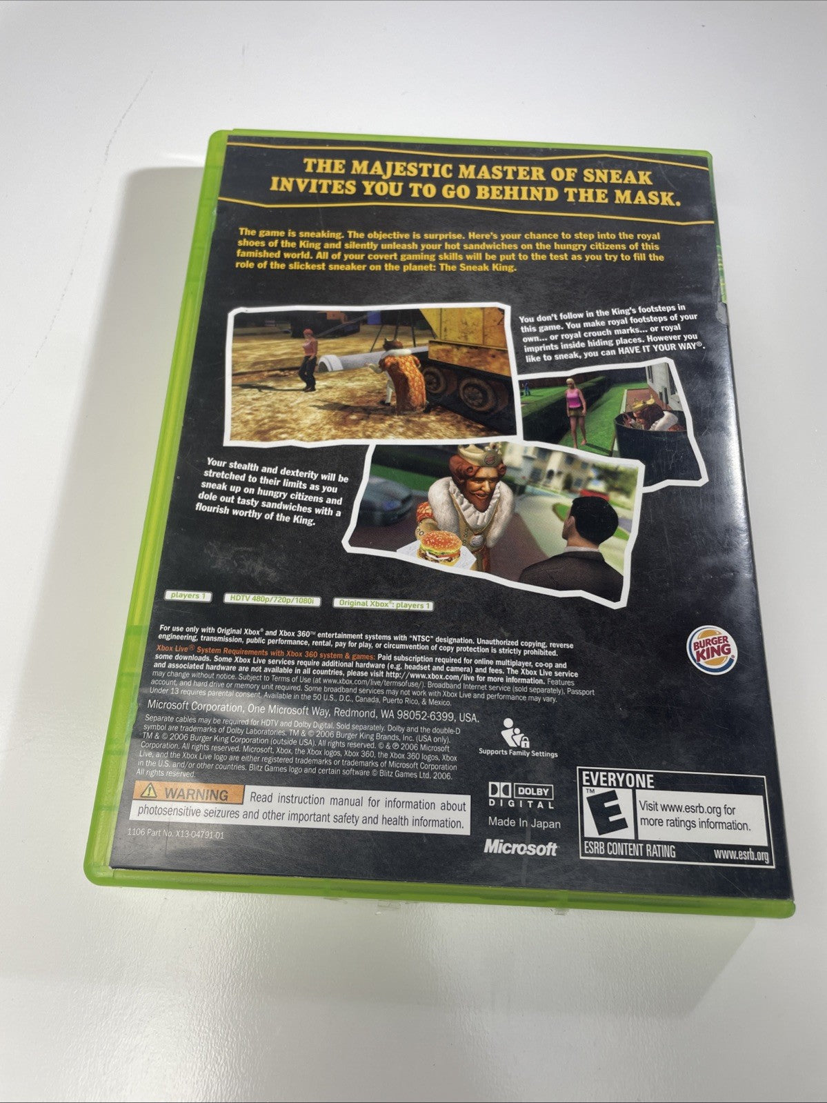 Sneak King for Xbox 360 Complete Fast Shipping Very Good Disc