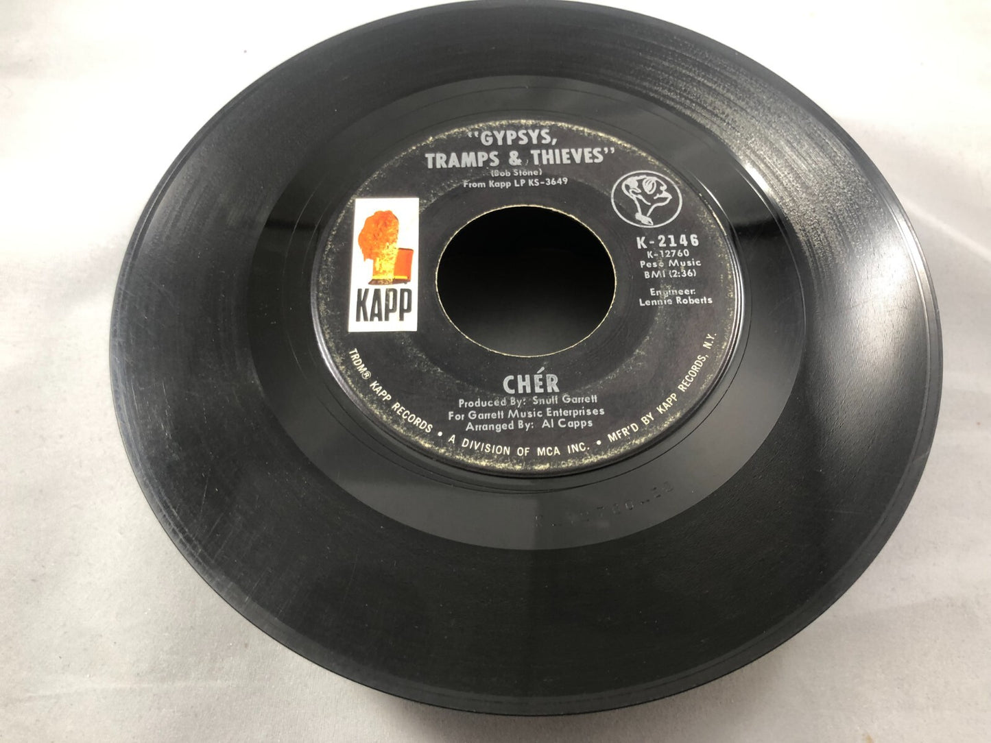 Cher He’ll Never Know Gypsys Tramps and Thieves 45 Record Kapp G+