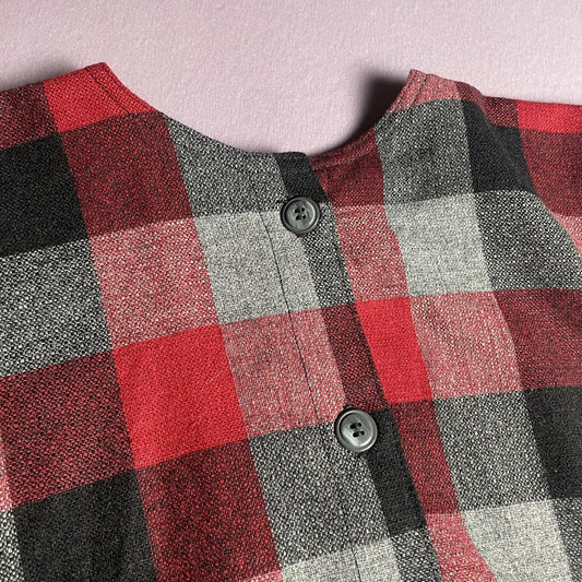 Plaid Sleeveless Button Back Shirt Womens Medium Buffalo Check Blouse Top