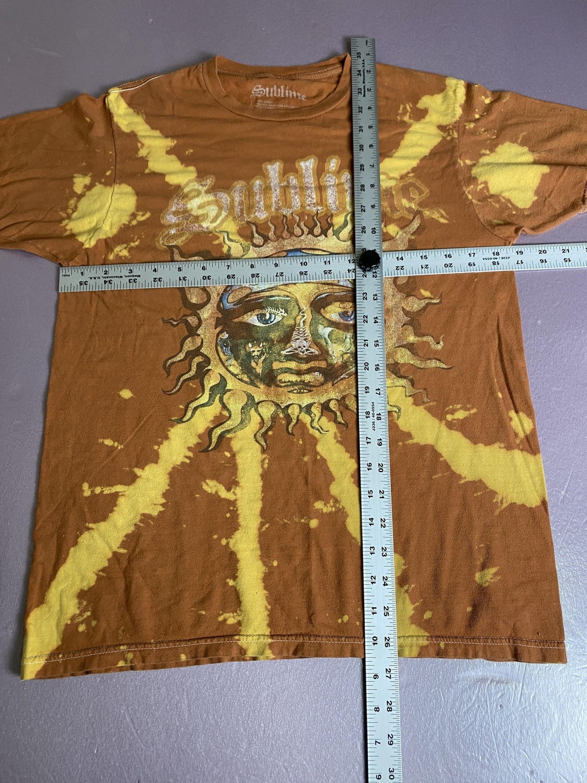 Sublime Shirt Mens Small Brown Tie Dye Sun Graphic Band Rock Reggae Tee T-Shirt